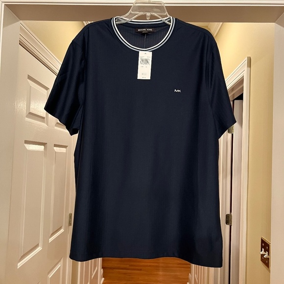 $79 NWT Men's Michael Kors Navy Blue Crew Short Sleeve Neck Tee T Shirt Size XL - Picture 1 of 3